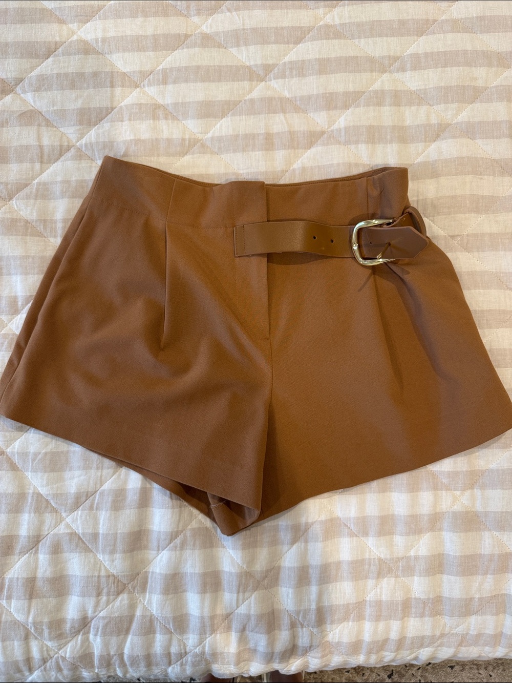 Women's Belted Shorts — Brown